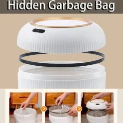 Soptunnor & Papperskorgar-OBOSOE Smart sopkorg med lock, Rund sopkorg med ben, Vattentät beröringslös sopkorg, Avfallskorg för sovrum, Badrum, Kök, Vardagsrum, Kontor