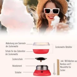 Maskiner För Spunnet Socker-OBOSOE Sockerdrivare – Röd zuckerwattemaskin Modell 1, perfekt för söt godis på fest och evenemang