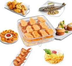 OBOSOE Tre lager 304 rostfritt stålrack för luftfritös, grillställ och torkställ, passar för luftfritös och ugn