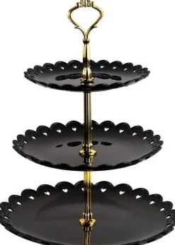 OBOSOE Trevånings godis- och tårtfat i svart PP – fruktfat, dessertställ för bröllop och fest