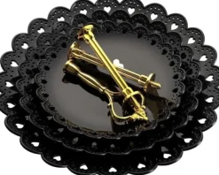 OBOSOE Trevånings godis- och tårtfat i svart PP – fruktfat, dessertställ för bröllop och fest