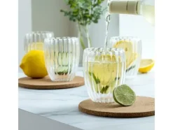 Glas-OH - Dubbelväggiga glas med räfflor - 4-pack