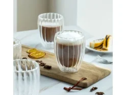 Glas-OH - Dubbelväggiga glas med räfflor - 4-pack