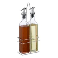 Olje- & Vinägerbehållare-Oliv- och vinägerdispenser set, 34x13.5x7.5 cm, Transparent