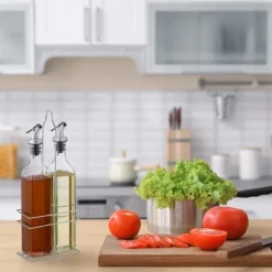 Olje- & Vinägerbehållare-Oliv- och vinägerdispenser set, 34x13.5x7.5 cm, Transparent