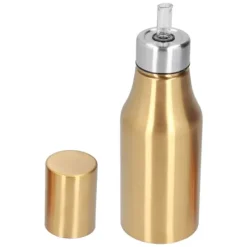 Olje- & Vinägerbehållare-Olivolja dispenser i guld i rostfritt stål 500ML - Läcksäker och dammsäker köksoljekaraff