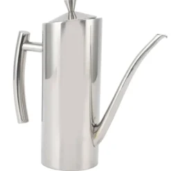 Olje- & Vinägerbehållare-Oljedispenserflaska Rostfritt stål Spegel Utseende Böjda handtag Ergonomiskt grepp droppfri oljeflaska för kök