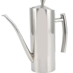 Olje- & Vinägerbehållare-Oljedispenserflaska Rostfritt stål Spegel Utseende Böjda handtag Ergonomiskt grepp droppfri oljeflaska för kök