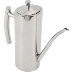 Olje- & Vinägerbehållare-Oljedispenserflaska Rostfritt stål Spegel Utseende Böjda handtag Ergonomiskt grepp droppfri oljeflaska för kök