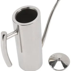 Olje- & Vinägerbehållare-Oljedispenserflaska Rostfritt stål Spegel Utseende Böjda handtag Ergonomiskt grepp droppfri oljeflaska för kök