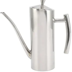 Olje- & Vinägerbehållare-Oljedispenserflaska Rostfritt stål Spegel Utseende Böjda handtag Ergonomiskt grepp droppfri oljeflaska för kök