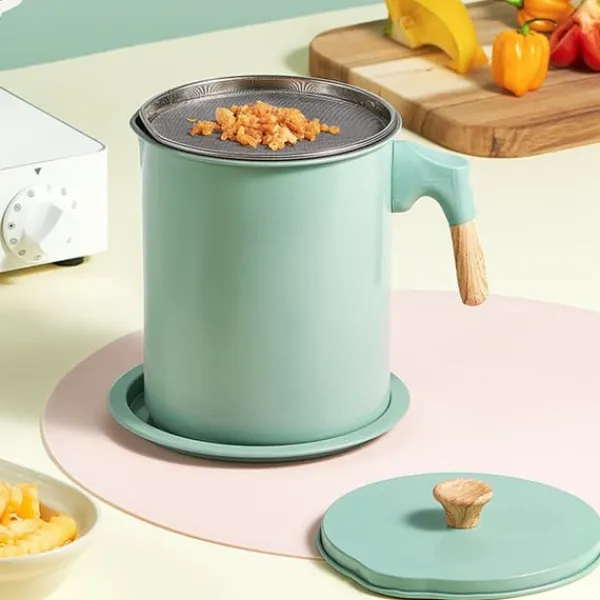 Olje- & Vinägerbehållare-Oljefiltertank för hushållsnät med lock Stor kapacitet Fettbehållare Oljeförvaringskärl