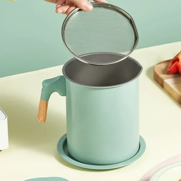 Olje- & Vinägerbehållare-Oljefiltertank för hushållsnät med lock Stor kapacitet Fettbehållare Oljeförvaringskärl