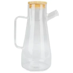 Oljeflaska i högt borosilikatglas, dammtät, klar vinägerdispenser i glas med ergonomiskt handtag för kök, 900 ml