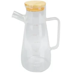 Oljeflaska i högt borosilikatglas, dammtät, klar vinägerdispenser i glas med ergonomiskt handtag för kök, 900 ml