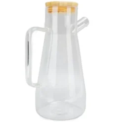 Oljeflaska i högt borosilikatglas, dammtät, klar vinägerdispenser i glas med ergonomiskt handtag för kök, 900 ml