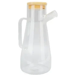 Oljeflaska i högt borosilikatglas, dammtät, klar vinägerdispenser i glas med ergonomiskt handtag för kök, 900 ml