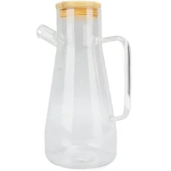 Oljeflaska i högt borosilikatglas, dammtät, klar vinägerdispenser i glas med ergonomiskt handtag för kök, 900 ml