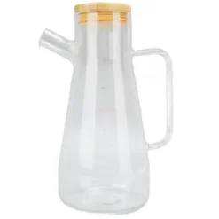 Oljeflaska i högt borosilikatglas, dammtät, klar vinägerdispenser i glas med ergonomiskt handtag för kök, 900 ml