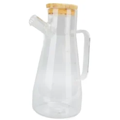 Oljeflaska i högt borosilikatglas, dammtät, klar vinägerdispenser i glas med ergonomiskt handtag för kök, 900 ml