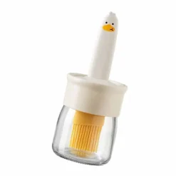 Olje- & Vinägerbehållare-Oljeflaska med silikontråcklingsborste Oljedispenserbehållare för köksbakning Matlagning Grillning Beige