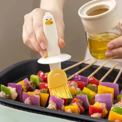 Olje- & Vinägerbehållare-Oljeflaska med silikontråcklingsborste Oljedispenserbehållare för köksbakning Matlagning Grillning Beige