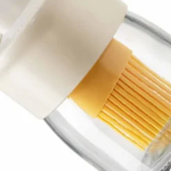 Olje- & Vinägerbehållare-Oljeflaska med silikontråcklingsborste Oljedispenserbehållare för köksbakning Matlagning Grillning Beige