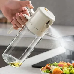 Olje- & Vinägerbehållare-Oljesprayflaska 550 ml i glas och rostfritt stål