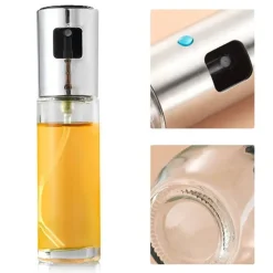 Olje- & Vinägerbehållare-Oljesprutflaska i rostfritt stål - lätt att rengöra & återanvändbar köksspruta