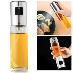 Olje- & Vinägerbehållare-Oljesprutflaska i rostfritt stål - lätt att rengöra & återanvändbar köksspruta