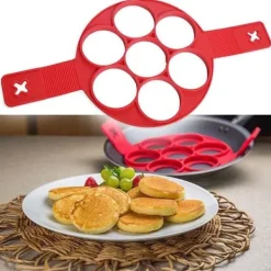 Köksformar-Omelettform Silikon Frukost DIY Form Äggform Leende Ansikte Pannkaka Verktyg Ägg Ring Röd