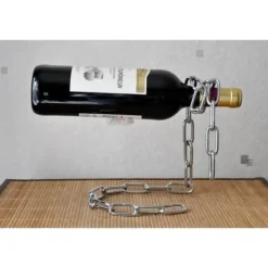 Vinflaskhållare-Original metall kedja flaskhållare - Grå