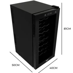 Oriva Vinkyl 78L | Plats för 28 flaskor | Flerfärgad LED med musiksynk | Digital kontroll | Termoelektrisk kylning 8–18 °C | Fjärrkontroll | Tyst, kom | CDON
