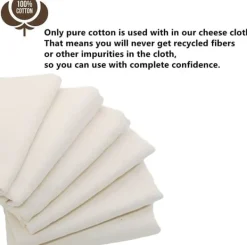 Durkslag & Silar-Ostduk för filtrering 50*50 cm, 90-gradigt återanvändbart 100 % oblekt bomullstygfilter, ultrafin ostduk för matlagning, nötmjölkspåse