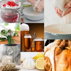 Durkslag & Silar-Ostduk för filtrering 50*50 cm, 90-gradigt återanvändbart 100 % oblekt bomullstygfilter, ultrafin ostduk för matlagning, nötmjölkspåse