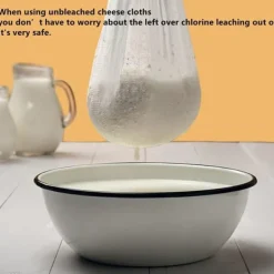 Durkslag & Silar-Ostduk för filtrering 50*50 cm, 90-gradigt återanvändbart 100 % oblekt bomullstygfilter, ultrafin ostduk för matlagning, nötmjölkspåse