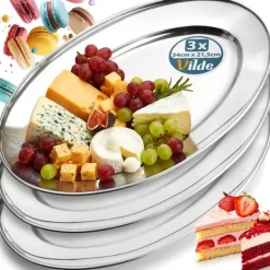 Ovalt stålfat 34x21,5 cm 3 st.