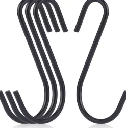20-pack 10 cm svarta S-krokar för att hänga upp tunga garderobsjeans, stekpannor, kläder, väskor och handdukar