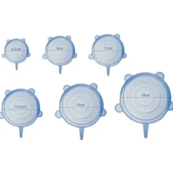 6-Pack - Silikonlock - Överdrag till Mat - Återanvändningsbara