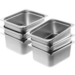 8-pack 1/2 storlek Hotellpannor i rostfritt stål, Ångbordspanna med 4