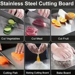 3-Pack Dubbel­sida Skärbrädor i Rostfritt Stål – Mögelresistenta & Vattentåliga Skärbrädor för Kök