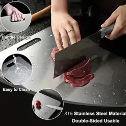 3-Pack Dubbel­sida Skärbrädor i Rostfritt Stål – Mögelresistenta & Vattentåliga Skärbrädor för Kök