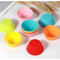 24-pack, flerfärgade återanvändbara silikonformar för muffins, non-stick och flexibla muffinsplåtar, lättrengjorda muffinsformar