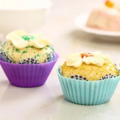 24-pack, flerfärgade återanvändbara silikonformar för muffins, non-stick och flexibla muffinsplåtar, lättrengjorda muffinsformar