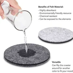 10-Pack Glasunderlägg i Filt med Hållare Grå