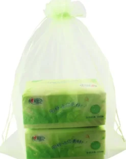 20-pack med 15*20 cm organzapåsar med dragsko och presenter till smycken, växtskyddspåsar