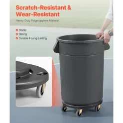 2-pack Rund Papperskorgs-Dolly, Passar 20, 32, 44, 55 Gal Sopbehållare, Robust och Lätt att Flytta