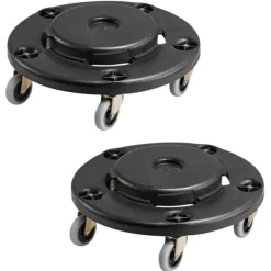 2-pack Rund Papperskorgs-Dolly, Passar 20, 32, 44, 55 Gal Sopbehållare, Robust och Lätt att Flytta