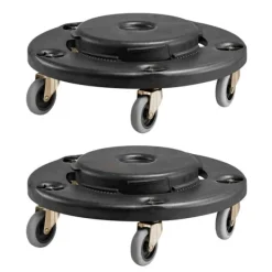 2-pack Rund Papperskorgs-Dolly, Passar 20, 32, 44, 55 Gal Sopbehållare, Robust och Lätt att Flytta