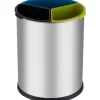 Källsorteringskärl-Papirkurv, V-Part, stål mat, stål, 3-rums, 3x3,5 l - (6 stk.)